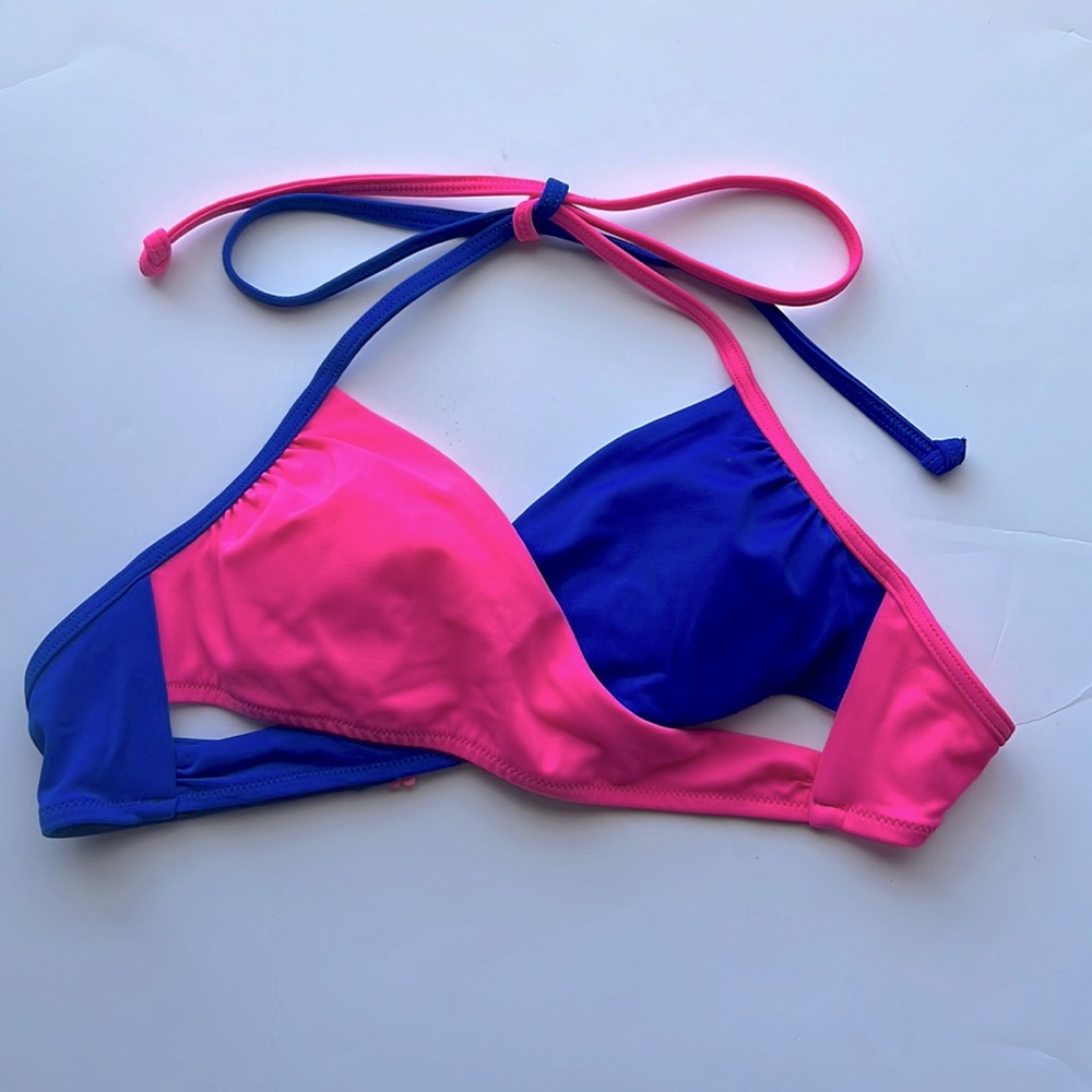 Victoria’s Secret PINK Blue and Pink Bikini Top XS
